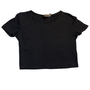 BP Crop Top XS Black Short Sleeves Cotton Spandex Stretch Minimalist Basics
